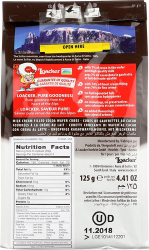 Loacker Quadratini Prima De Cacao Y Leche Galletas De La Obl
