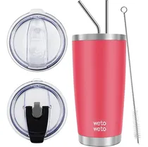 Comprar Wetoweto Vaso De 20 Onzas Con 2 Tapas Y 2 Pajillas, Acero In