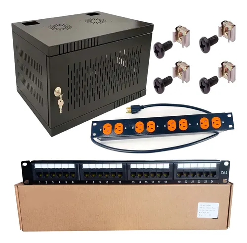 Rack Gabinete 5ru Pared + Patch Panel 24 Cat 6 Multitoma