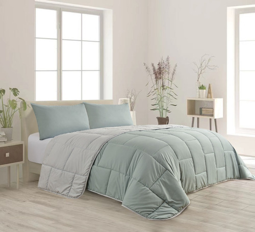 Imagen 2 de 9 de Acolchado Edredon Reversible Brick 1 ½ C/ Funda De Almohada