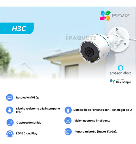 Kit 2 Cámaras Seguridad Ip Ezviz Wifi Exterior Full Hd +64gb