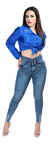 Pantalon Mezclilla De Dama Corte Colombiano Itzi Jeans E489
