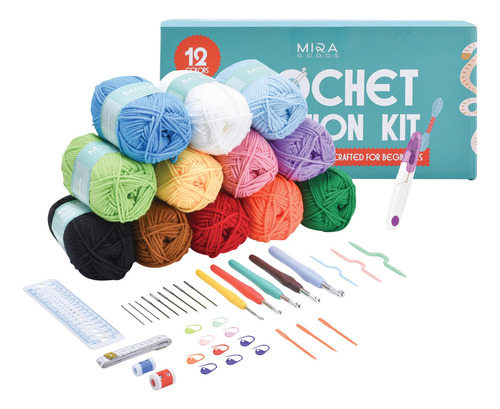 Kit De Ganchillo Mira Handcrafts Essentials Con 12 Hilos Acr