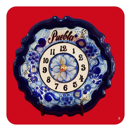 Imagen 1 de 2 de Reloj Talavera Poblana Barroco Azul C/ Puebla 18 Cm M8 Rlj