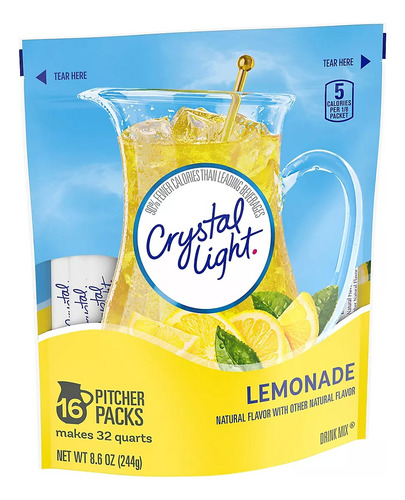 Imagen 3 de 6 de Te Limonada Crystal Light Bolsa 16 Paqueticos Menos Calorias