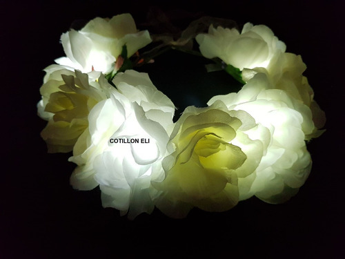 Cotillon Vincha Corona Flores Luminosa Led Destacate 