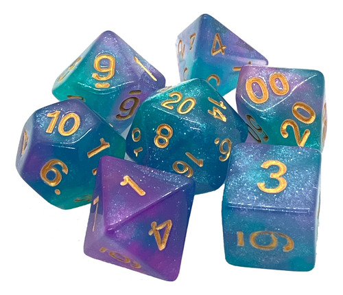Set 7 Dados Rol - Mana Crystals Violeta Azulado Muy Lejano