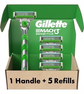 Gillette Mach3 Sensitive - Mango De Afeitar Para Hombre + 5