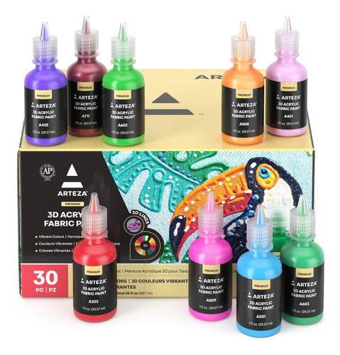 Set De 30 Pinturas Fluorescentes P/ Tela 3d Colores Neon