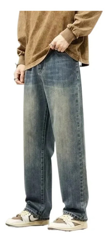 Vaqueros Holgados De Pierna Recta Para Hombre De Estilo Vint
