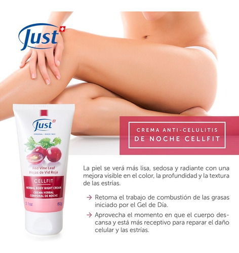 Imagen 7 de 8 de Crema Anti Celulitis De Noche Cellfit 60 Gr Swiss Just