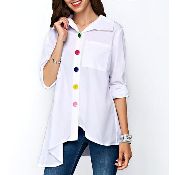 Blusa Camisa Dama Largo Colores Fresco Calidad Premium 
