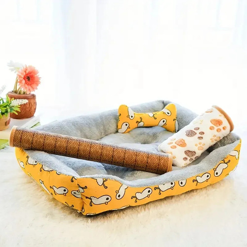 Acogedora Cama Rectangular De Felpa Para Mascotas
