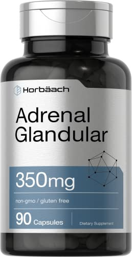 Suplemento Horbaach Raw Adrenal Glandular 350mg 90 Cápsulas