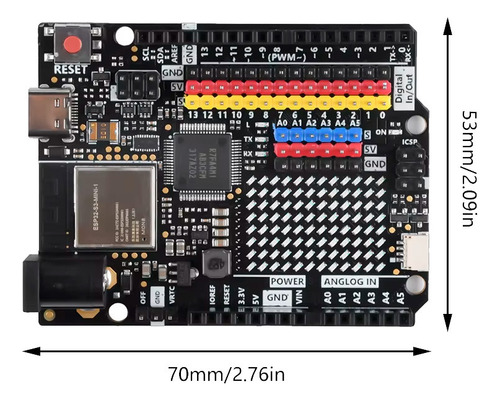 Tarjeta Desarrollo Uno R4 Usb C Wifi Bluetooth Ra4m1 Esp32