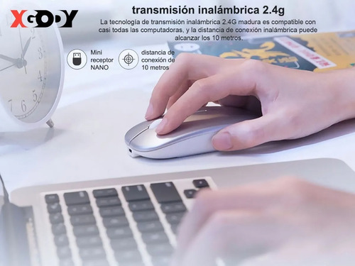 Ratón Inalámbrico Recargable Bluetooth Modo Dual Delgado 5.0