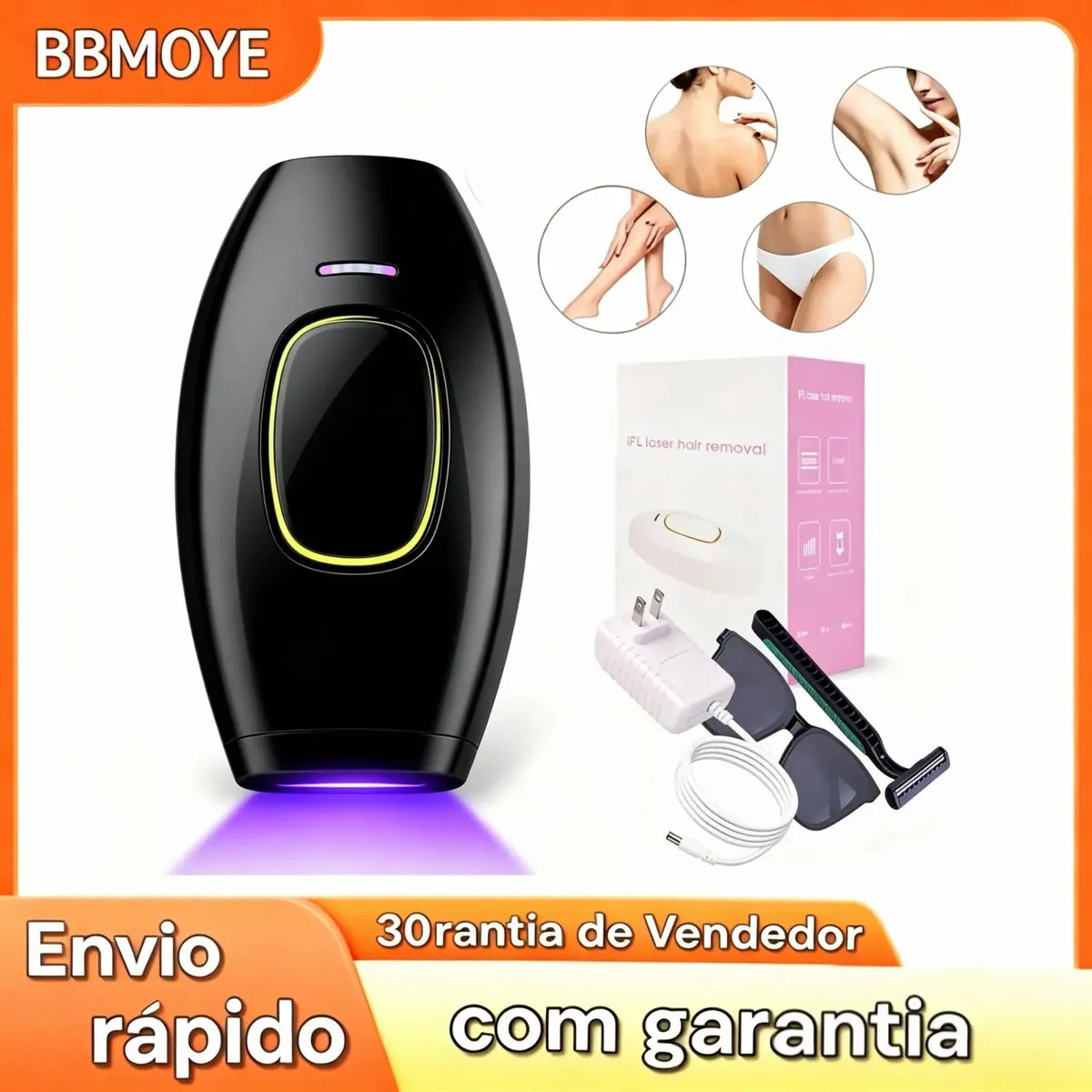 Maquina Depilação A Laser Ipl 900 Mil Disparos Luz Pulsada Cor Preto BBMOYE