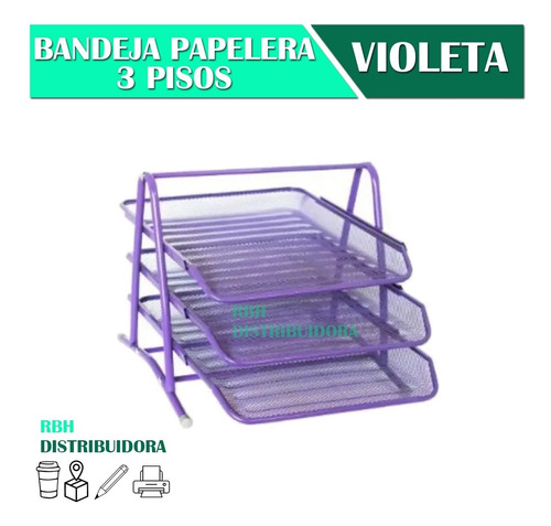 Bandeja Papelera Metalica Triple 3 Pisos Enrejada