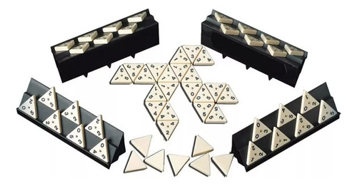 Juego Triomino De Mesa 56 Fichas Domino C/ 4 Atriles Bisonte