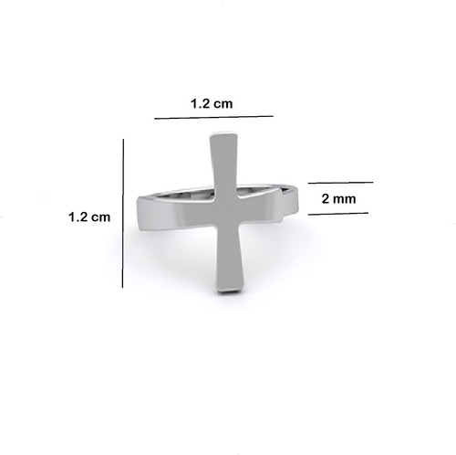 Imagen 2 de 10 de Anillo De Plata 925 Con Cruz Lisa De 12mm Agálea Joyería