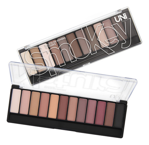 Paleta De Sombra 12 Cores Intensa Smokey Nude Unimakeup