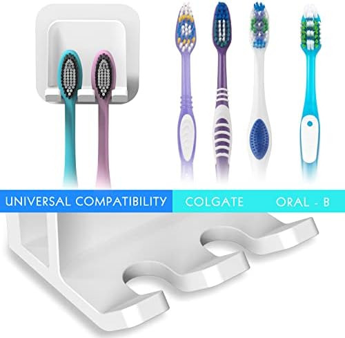 2 Soportes Para Cepillos De Dientes Autoadhesivos Montados E