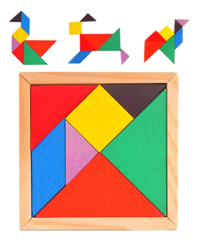 Juego Tangram Didáctico De Madera Duradero 20cm