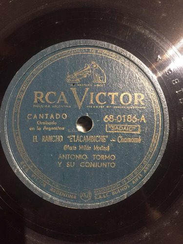 Disco De Pasta 78 Victor Antonio Tormo 68-0186