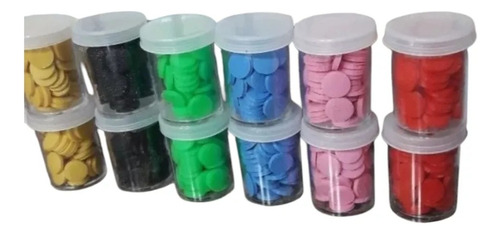 300 Bolitas Y 300 Fichas Plásticas 1 Cm Diametro