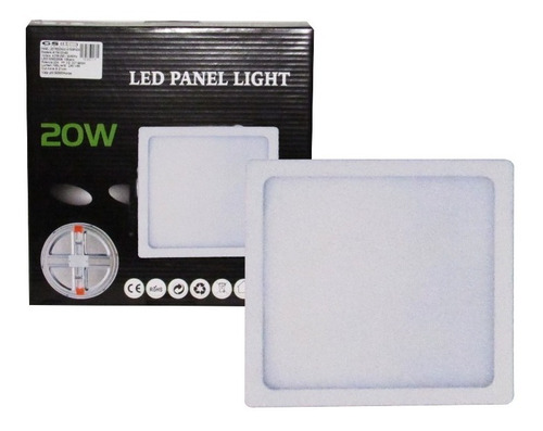 Panel Led Base Regulable De Embutir 20w Cuadrado