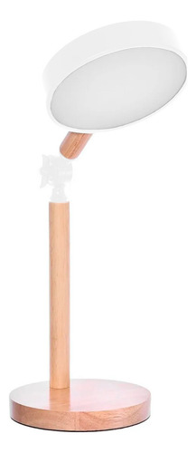 Lámpara Led De Escritorio, Base De Madera, Ajustable