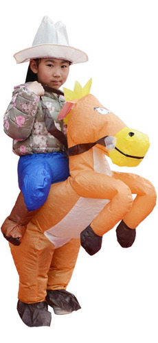 Yq-inflable Jinete De Caballo Costume Traje Niños Cosplay