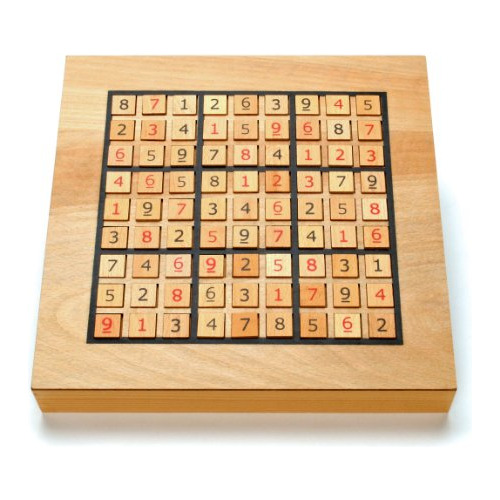 Puzzle De Madera De Lujo Sudoku Con Número De Madera Y Azule
