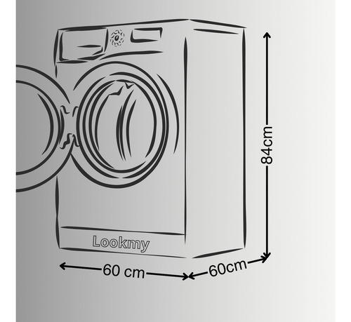 Funda Para Lavarropas Impermeable 60x60 Cm Frontal Negra | Cubre Lavarropas Exterior Con Ajuste Lookmy Platinum | Cobertor para lavarropas |