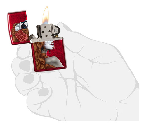 Imagen 8 de 10 de Encendedor Zippo Lighter Day Of The Dead Girl Rojo