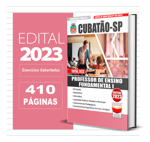 Apostila Cubatão-sp 2023 - Professor De Ensino Fundamental I, De Professores Especializados., Vol. Único. Editora Editora Decisão, Capa Mole, Edição Oficial Em Português, 2023