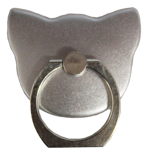 Anillo Sujetador Smartphone Gato Plata Giro De 360°