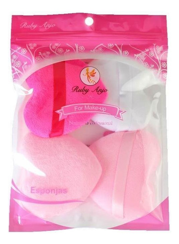 Kit C/ 4 Esponjas De Apoio Para Maquiagem Coração Ruby Anjo