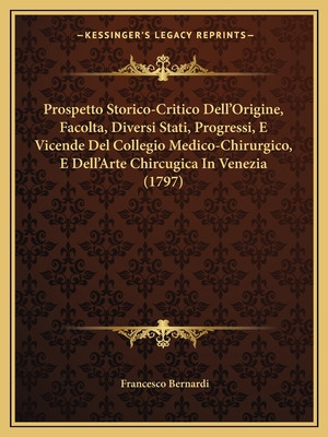 Libro Prospetto Storico-critico Dell'origine, Facolta, Di...