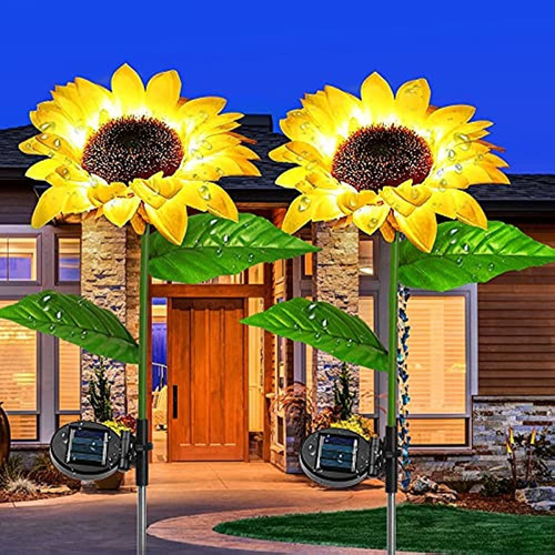 Vstoy Sunflower Solar Lights Outdoor Garden For Decorations,