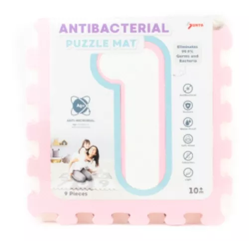 Alfombra Gateo Para Bebés Antibacterial 9 Pz Rosa