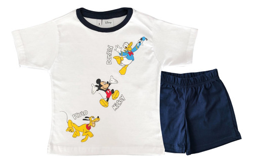 Pijama De Nene Manga Corta Mickey Disney Oficial Algodon