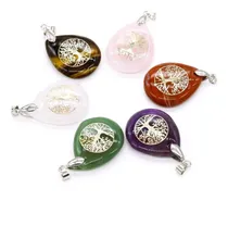 Comprar Collar Con Gota De Piedra De Varios Tipos Y Arbol De La Vida