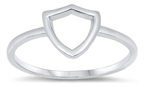 Anillo Clásico Con Escudo Abierto De Plata De Ley 925, Tamañ