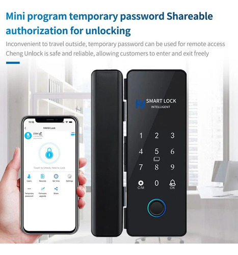 Fechadura Digital Porta Vidro A Prova D'agua Biometria Arbnb