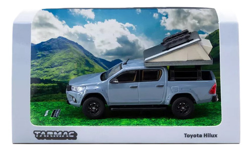 Tarmac Works Road64 Toyota Hilux Gray W/ Camper Tent 1/64 Color Gris Oscuro