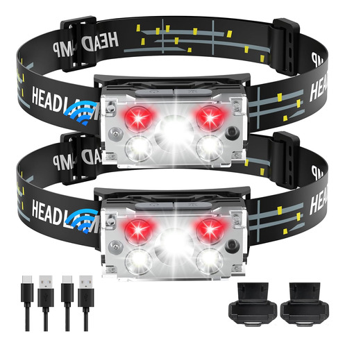 Linterna Frontal Led Recargable (paquete De 2), Lámpar...