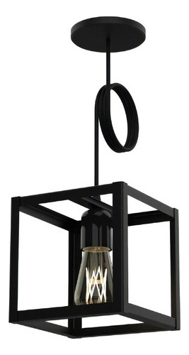 Colgante Cubo Cuadrado Retro Artefacto Minimalista 1 Luz Color Negro