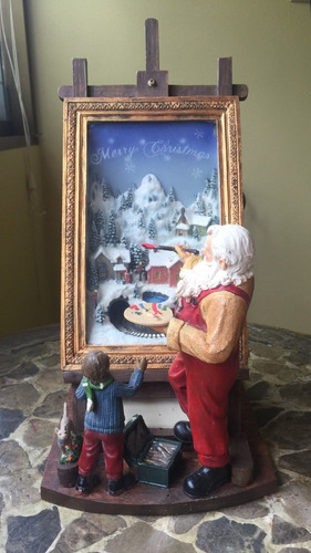 Santa Claus Pintando Villa Navidad Animado Y Musical #.100
