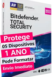 Antivírus Bitdefender Total Security 5 Dispositivos 1 Ano